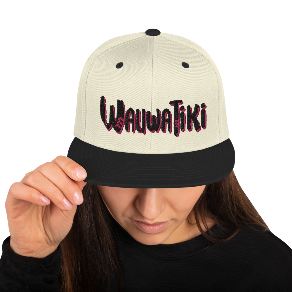 Tiki Snapback Hat - Black/Pink