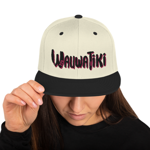 Tiki Snapback Hat - Black/Pink